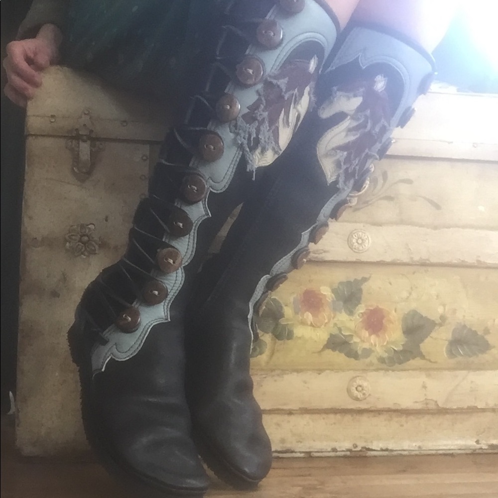 EUC Statement Piece Genuine Leather Tall Boots